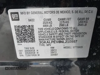 2022 GMC Terrain SLT with VIN 3GKALPEV8NL210997, listed as a IAAI auction lot 41678913 with 66,401 mi miles. Bid and sale history available at carsss.com. Image 9.