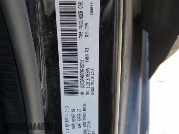 2014 Dodge Avenger SE with VIN 1C3CDZAB8EN215730, listed as a Copart auction lot 52381935 with 134,173 mi miles and Salvage Title. Bid and sale history available at DreamBid. Image 14.