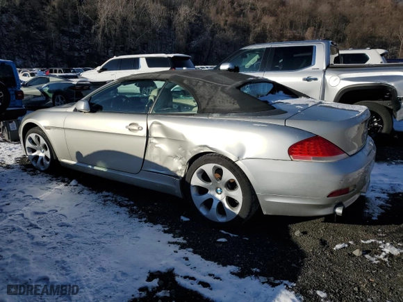 2005 BMW 6 Series 645Ci with VIN WBAEK73415B325739, listed as a Copart auction lot 86249364 with 85,651 mi miles and Salvage Title. Bid and sale history available at carsss.com. Image 2.