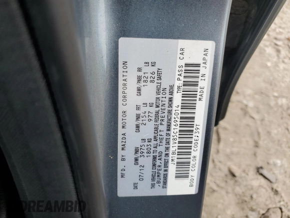 2012 Mazda 3 i Touring with VIN JM1BL1V85C1695014, listed as a Copart auction lot 64487035 with 246,413 mi miles and Clean title. Bid and sale history available at DreamBid. Image 12.
