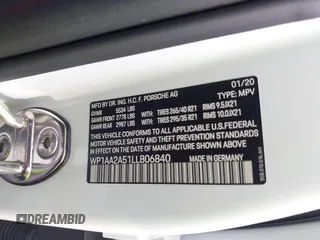 2020 Porsche Macan with VIN WP1AA2A51LLB06840, listed as a IAAI auction lot 42584735 with 60,320 mi miles and . Bid and sale history available at DreamBid. Image 9.