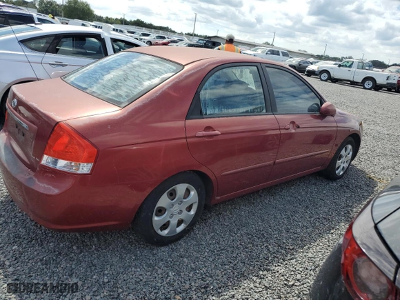2008 Kia Spectra EX with VIN KNAFE121985522208, listed as a Copart auction lot 73671544 with 0 mi miles and Salvage Title. Bid and sale history available at carsss.com. Image 3.
