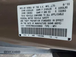 2002 Honda CR-V EX с VIN SHSRD78822U008869, выставлен на аукционе IAAI как лот 42467485 с пробегом 158 298 миль миль и . История ставок и продаж доступна на DreamBid. Изображение 9.