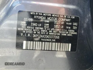 2019 Hyundai Accent SE with VIN 3KPC24A35KE077268, listed as a Copart auction lot 56708813 with 59,431 mi miles. Bid and sale history available at carsss.com. Image 12.