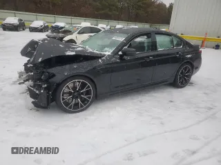 2023 BMW M5 with VIN WBS83CH05PCL17144, listed as a Copart auction lot 44081215 with 0 mi miles and Salvage Title. Bid and sale history available at carsss.com. Image 1.