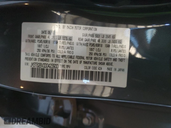 2013 Mazda CX-9 Sport with VIN JM3TB2BV0D0423900, listed as a Copart auction lot 42024695 with 144,759 mi miles and Salvage Title. Bid and sale history available at carsss.com. Image 15.
