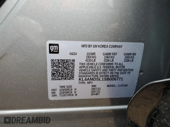 2025 Buick Encore GX Sport Touring с VIN KL4AMDSL1SB006771, выставлен на аукционе Copart как лот 54868335 с пробегом 2 795 миль миль и Списание • Salvage title. История ставок и продаж доступна на DreamBid. Изображение 13.