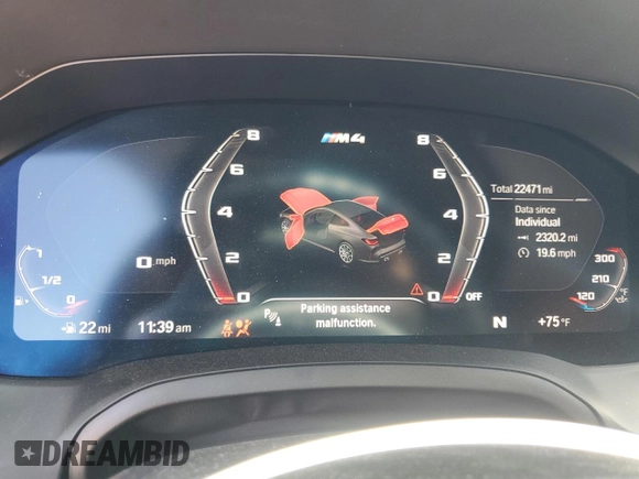 2022 BMW M4 Competition z VIN WBS33AZ00NCH99373, wystawiony jako Copart lot #53311544 z przebiegiem 22 471 mil mil oraz Szkoda całkowita • Salvage title. Historia ofert i sprzedaży dostępna na DreamBid. Obrazek 9.