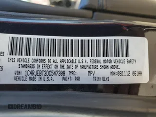 2013 Jeep Grand Cherokee Limited with VIN 1C4RJEBT3DC547308, listed as a Copart auction lot 87060544 with 191,561 mi miles and Salvage Title. Bid and sale history available at carsss.com. Image 15.