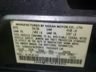 2006 Nissan Maxima 3.5 SE with VIN 1N4BA41E36C858454, listed as a Copart auction lot 41794045 with 0 mi miles and Non Repairable. Bid and sale history available at carsss.com. Image 13.