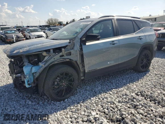 2023 GMC Terrain SLE with VIN 3GKALTEG1PL146735, listed as a Copart auction lot 44252865 with 33,767 mi miles and Salvage Title. Bid and sale history available at carsss.com. Image 1.