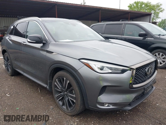 2021 Infiniti QX50 Luxe with VIN 3PCAJ5BB7MF126327, listed as a IAAI auction lot 42220680 with 42,972 mi miles and . Bid and sale history available at DreamBid. Image 1.