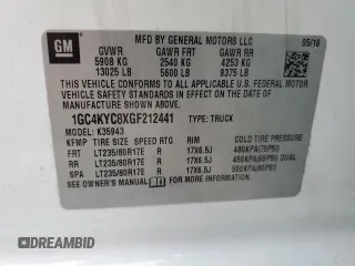 2016 Chevrolet Silverado 3500HD Work Truck with VIN 1GC4KYC8XGF212441, listed as a Copart auction lot 74563734 with 0 mi miles and Non Repairable. Bid and sale history available at carsss.com. Image 13.