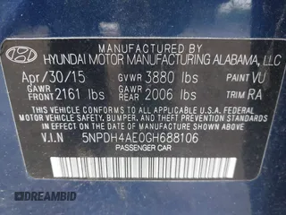 2016 Hyundai Elantra SE with VIN 5NPDH4AE0GH688106, listed as a IAAI auction lot 42208887 with 197,893 mi miles and . Bid and sale history available at DreamBid. Image 9.