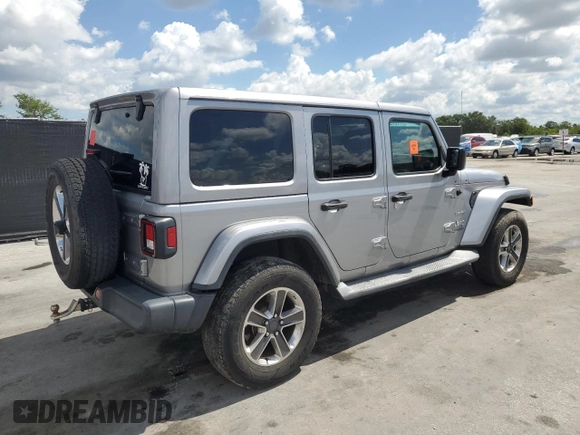 2018 Jeep Wrangler Unlimited Sahara z VIN 1C4HJXEG7JW115319, wystawiony jako Copart lot #56717765 z przebiegiem 53 633 mil mil oraz Szkoda całkowita • Salvage title. Historia ofert i sprzedaży dostępna na DreamBid. Obrazek 3.