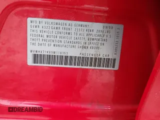 2009 Volkswagen Golf GTI z VIN WVWHV71K89W118353, wystawiony jako Copart lot #63072245 z przebiegiem 124 546 mil mil oraz Szkoda całkowita • Salvage title. Historia ofert i sprzedaży dostępna na DreamBid. Obrazek 12.