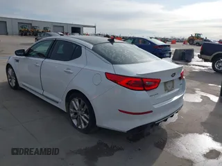 2015 Kia Optima SX Turbo with VIN 5XXGR4A60FG455078, listed as a IAAI auction lot 41305459 with 145,852 mi miles. Bid and sale history available at carsss.com. Image 3.