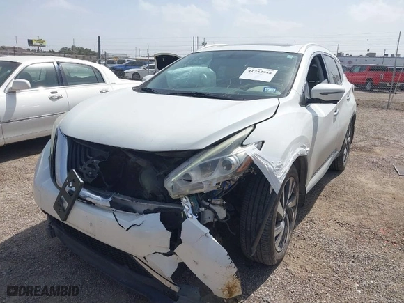2016 Nissan Murano S with VIN 5N1AZ2MG2GN120050, listed as a IAAI auction lot 41743948 with 159,542 mi miles. Bid and sale history available at carsss.com. Image 2.