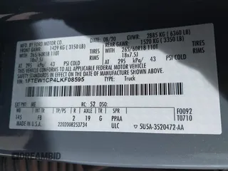 2020 Ford F-150 XL с VIN 1FTEW1CP4LKF08595, выставлен на аукционе IAAI как лот 41870911 с пробегом 104 610 миль миль и . История ставок и продаж доступна на DreamBid. Изображение 9.
