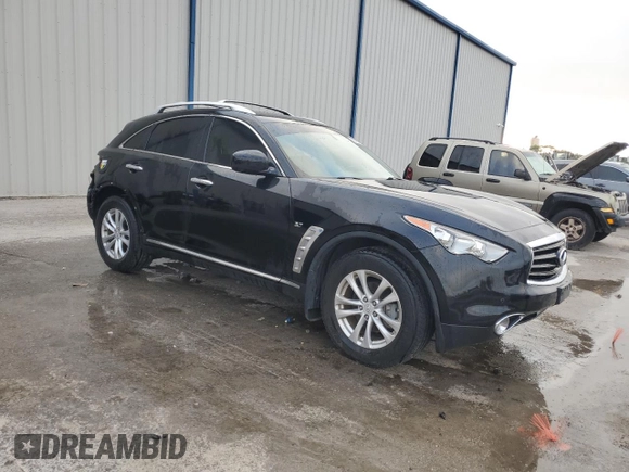 2014 Infiniti QX70 with VIN JN8CS1MU9EM450664, listed as a Copart auction lot 50768775 with 121,566 mi miles and Salvage Title. Bid and sale history available at DreamBid. Image 4.