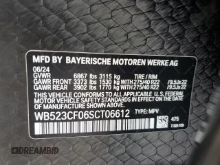 2025 BMW iX xDrive50 z VIN WB523CF06SCT06612, wystawiony jako Copart lot #47318365 z przebiegiem 2 297 mil mil oraz Szkoda całkowita • Salvage title. Historia ofert i sprzedaży dostępna na DreamBid. Obrazek 16.