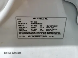 2023 Tesla Model Y Performance z VIN 7SAYGDEF6PF798103, wystawiony jako Copart lot #53607895 z przebiegiem 22 334 mil mil oraz Szkoda całkowita • Salvage title. Historia ofert i sprzedaży dostępna na DreamBid. Obrazek 13.