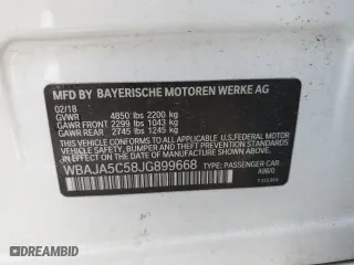 2018 BMW 5 Series 530i with VIN WBAJA5C58JG899668, listed as a Copart auction lot 84029854 with 0 mi miles and Non Repairable. Bid and sale history available at carsss.com. Image 12.