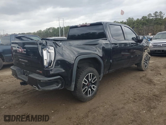 2021 GMC Sierra 1500 AT4 with VIN 3GTU9EET1MG464553, listed as a Copart auction lot 42709005 with 43,071 mi miles and Salvage Title. Bid and sale history available at carsss.com. Image 3.