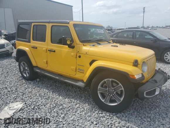 2019 Jeep Wrangler Unlimited Sahara with VIN 1C4HJXEN4KW593715, listed as a Copart auction lot 53883335 with 83,349 mi miles and Salvage Title. Bid and sale history available at DreamBid. Image 4.