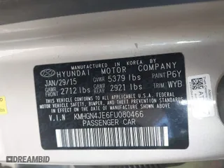 2015 Hyundai Genesis 3.8L with VIN KMHGN4JE6FU080466, listed as a IAAI auction lot 41848723 with 130,740 mi miles. Bid and sale history available at carsss.com. Image 9.
