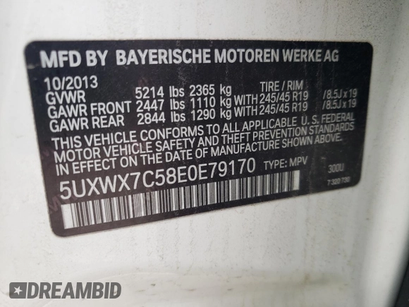2014 BMW X3 xDrive35i z VIN 5UXWX7C58E0E79170, wystawiony jako Copart lot #52494685 z przebiegiem 110 161 mil mil oraz Szkoda całkowita • Salvage title. Historia ofert i sprzedaży dostępna na DreamBid. Obrazek 13.