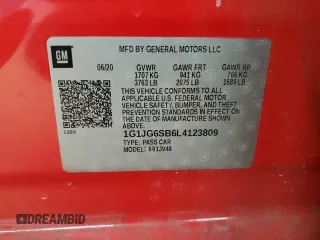 2020 Chevrolet Sonic LT z VIN 1G1JG6SB6L4123809, wystawiony jako Copart lot #42010805 z przebiegiem 40 249 mil mil oraz Szkody całkowita. Historia ofert i sprzedaży dostępna na DreamBid. Obrazek 12.