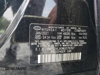 2021 Genesis G70 2.0T with VIN KMTG34LA0MU079767, listed as a Copart auction lot 59688405 with 51,115 mi miles and Salvage title. Bid and sale history available at DreamBid. Image 12.