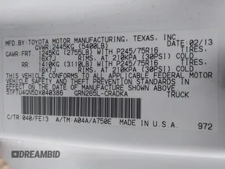2013 Toyota Tacoma PreRunner with VIN 5TFTU4GN5DX040386, listed as a IAAI auction lot 41592956 with 217,885 mi miles. Bid and sale history available at carsss.com. Image 9.