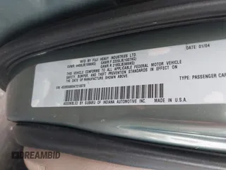 2004 Subaru Legacy Outback Limited with VIN 4S3BE686947210079, listed as a IAAI auction lot 41706210 with 206,340 mi miles and . Bid and sale history available at DreamBid. Image 9.