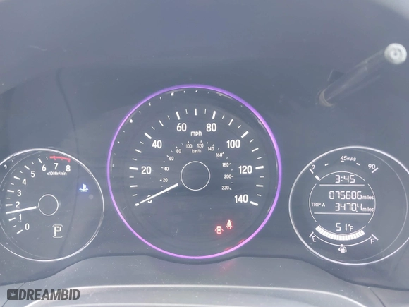 2019 Honda HR-V LX with VIN 3CZRU6H30KG718301, listed as a IAAI auction lot 41882469 with 75,686 mi miles. Bid and sale history available at carsss.com. Image 7.