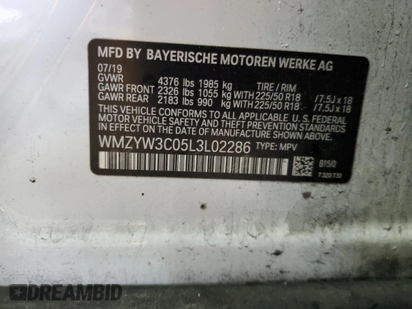 2020 MINI Countryman Oxford Edition with VIN WMZYW3C05L3L02286, listed as a Copart auction lot 71788334 with 96,608 mi miles and Salvage Title. Bid and sale history available at carsss.com. Image 13.