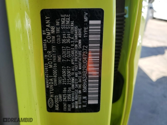 2024 Hyundai Kona SE with VIN KM8HA3AB2RU047372, listed as a Copart auction lot 46682395 with 20,798 mi miles and Non Repairable. Bid and sale history available at carsss.com. Image 12.