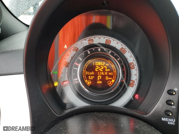 2012 FIAT 500 Gucci with VIN 3C3CFFER2CT237283, listed as a Copart auction lot 45407985 with 110,852 mi miles and Salvage Title. Bid and sale history available at carsss.com. Image 9.