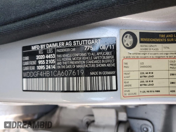 2012 Mercedes-Benz C 250 Sport with VIN WDDGF4HB1CA607619, listed as a Copart auction lot 62418595 with 143,721 mi miles and Clean title. Bid and sale history available at DreamBid. Image 13.