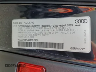 2018 Audi A5 Sportback Premium Plus with VIN WAUENCF54JA057838, listed as a Copart auction lot 75138723 with 0 mi miles. Bid and sale history available at carsss.com. Image 14.