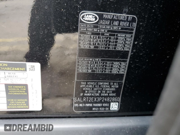 2023 Land Rover Discovery with VIN SALRT2EX3P2482860, listed as a Copart auction lot 63903234 with 2,322 mi miles and Salvage Title. Bid and sale history available at DreamBid. Image 13.