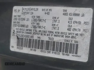 2003 Dodge Ram 2500 ST with VIN 3D7KU28CX3G821085, listed as a IAAI auction lot 41966499 with 293,276 mi miles. Bid and sale history available at carsss.com. Image 9.