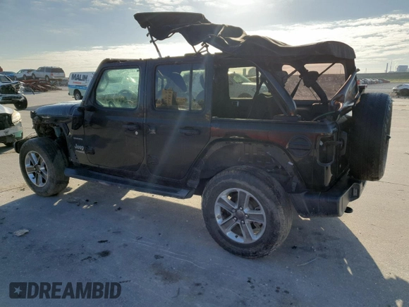 2020 Jeep Wrangler Unlimited Sahara with VIN 1C4HJXEN0LW168087, listed as a Copart auction lot 48048495 with 73,750 mi miles and Salvage Title. Bid and sale history available at carsss.com. Image 2.