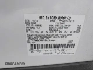 2018 Ford Explorer Limited с VIN 1FM5K7F85JGC84784, выставлен на аукционе IAAI как лот 42182928 с пробегом 88 433 миль миль и . История ставок и продаж доступна на DreamBid. Изображение 9.