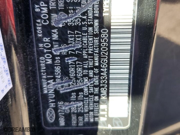 2016 Hyundai Tucson SE with VIN KM8J33A46GU209580, listed as a Copart auction lot 47759235 with 117,862 mi miles and Salvage Title. Bid and sale history available at carsss.com. Image 13.