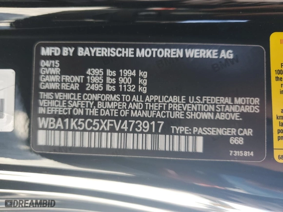 2015 BMW 2 Series 228i with VIN WBA1K5C5XFV473917, listed as a Copart auction lot 45671835 with NaN miles and Salvage Title. Bid and sale history available at carsss.com. Image 12.