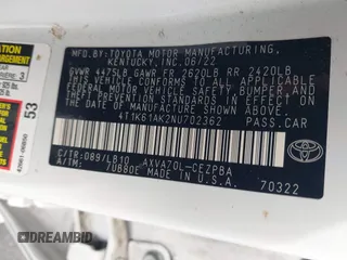 2022 Toyota Camry XSE z VIN 4T1K61AK2NU702362, wystawiony jako IAAI lot #41963393 z przebiegiem 13 541 mil mil oraz . Historia ofert i sprzedaży dostępna na DreamBid. Obrazek 9.