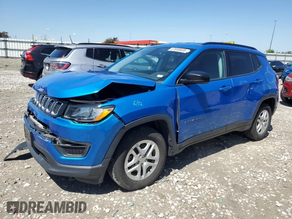 2018 Jeep Compass Sport with VIN 3C4NJCAB9JT468317, listed as a Copart auction lot 57658635 with 65,534 mi miles and Salvage title. Bid and sale history available at DreamBid. Image 1.