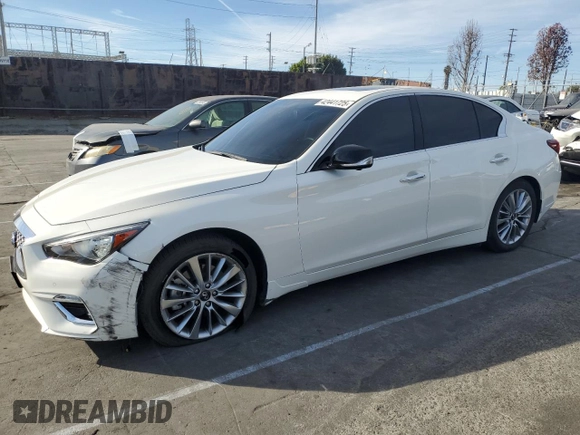 2023 Infiniti Q50 Luxe with VIN JN1EV7BP8PM511178, listed as a Copart auction lot 42441725 with 26,861 mi miles and Salvage Title. Bid and sale history available at DreamBid. Image 1.